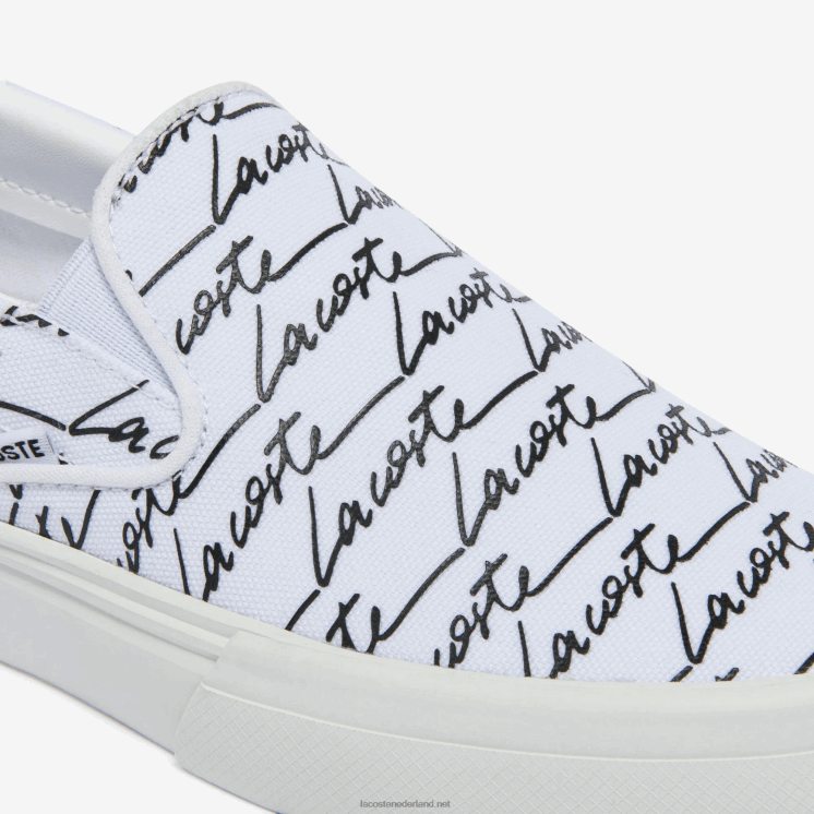Lacoste spring serve canvas bedrukte instapper 0828H2707 wit & gebroken wit 65t vrouwen