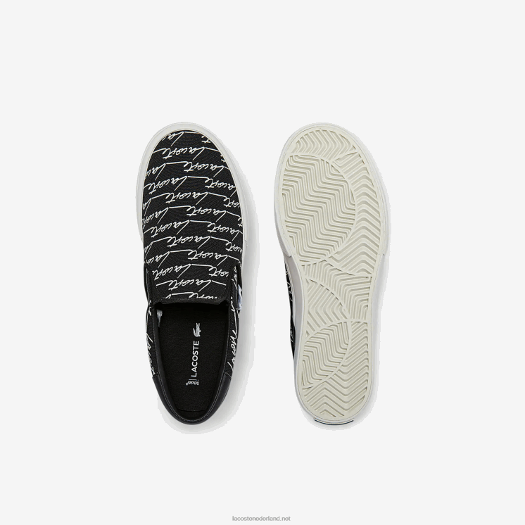 Lacoste spring serve canvas print slip op 0828H2705 zwart & gebroken wit 454 vrouwen