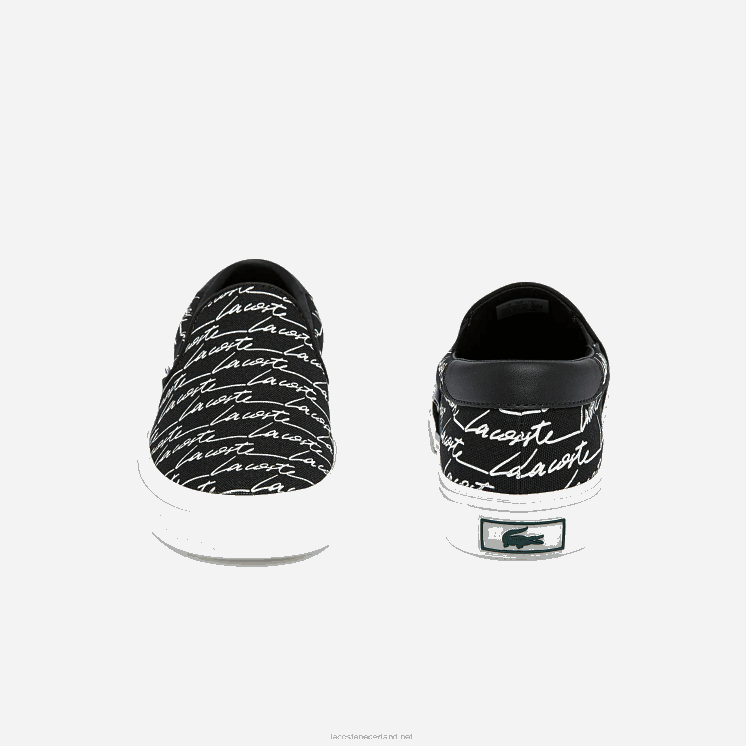 Lacoste spring serve canvas print slip op 0828H2705 zwart & gebroken wit 454 vrouwen