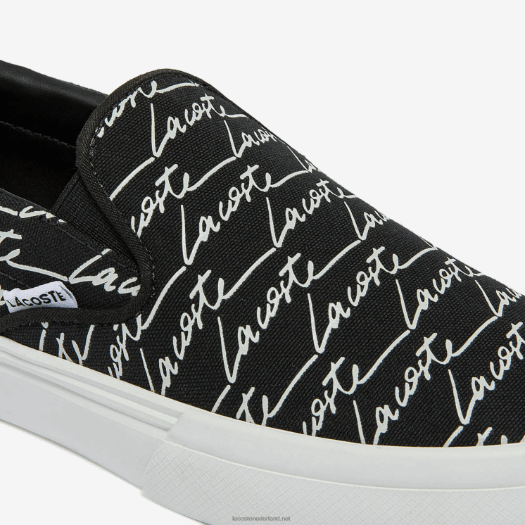 Lacoste spring serve canvas print slip op 0828H2705 zwart & gebroken wit 454 vrouwen