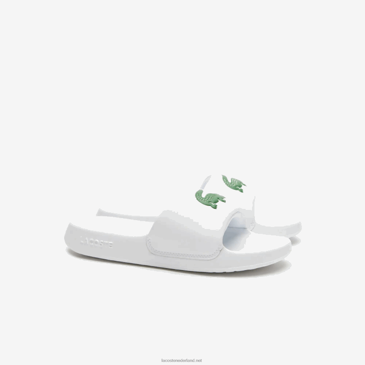 Lacoste croco 1.0 synthetische glijbanen 0828H2685 wit/groen 082 vrouwen
