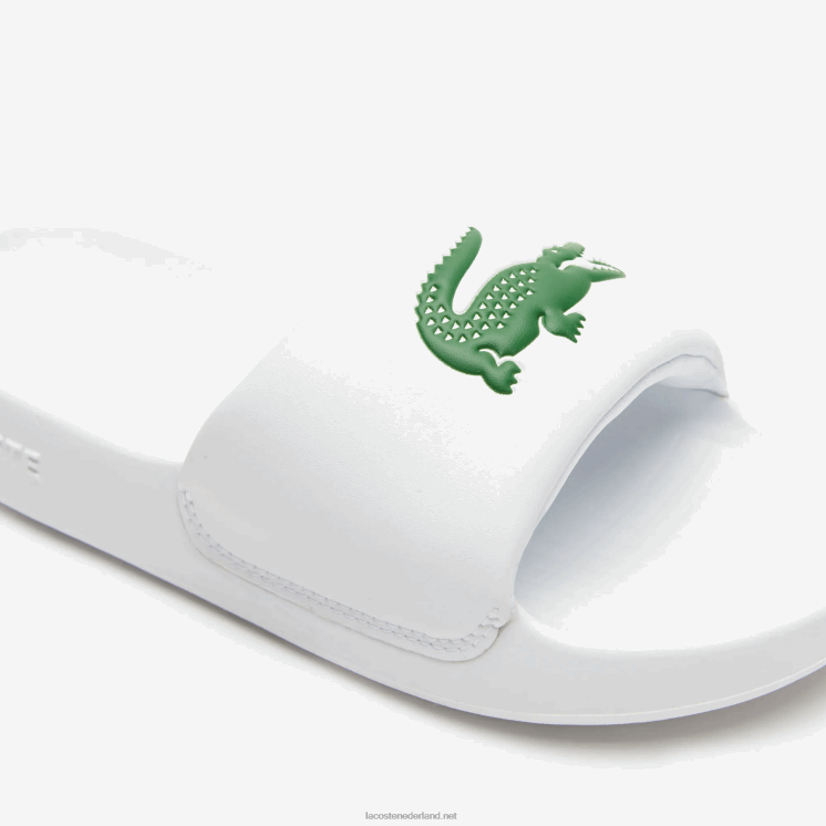 Lacoste croco 1.0 synthetische glijbanen 0828H2685 wit/groen 082 vrouwen