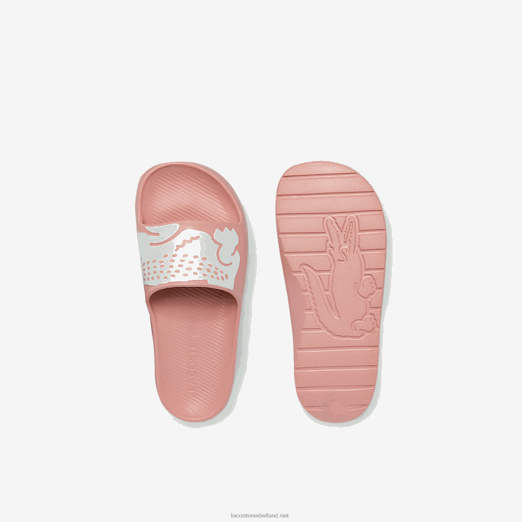 Lacoste croco 2.0 dia's met synthetische print 0828H2696 lichtroze & wit 208 vrouwen