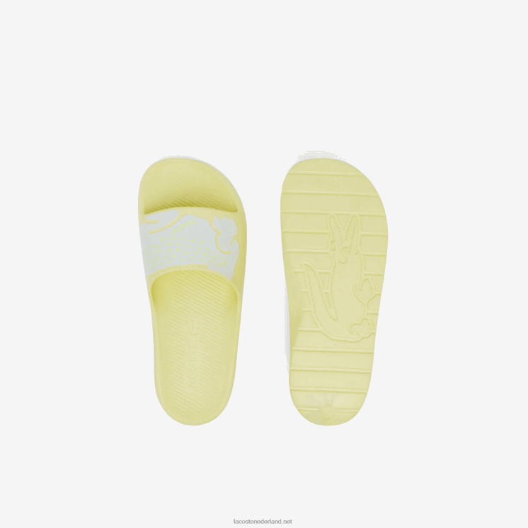 Lacoste croco 2.0 synthetisch logobandjes 0828H2759 lichtgeel & wit 241 vrouwen