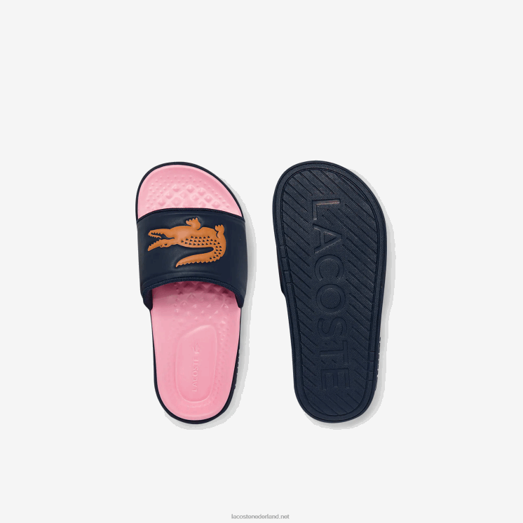 Lacoste croco dualiste synthetische glijbanen 0828H2736 marine & oranje 325 vrouwen