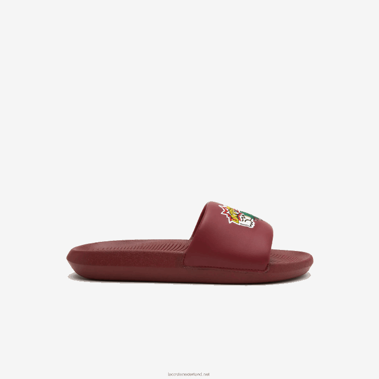 Lacoste croco synthetische dia's 0828H2706 bordeaux geel amr vrouwen