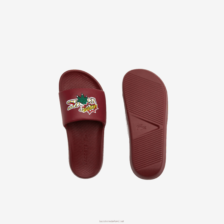 Lacoste croco synthetische dia's 0828H2706 bordeaux geel amr vrouwen