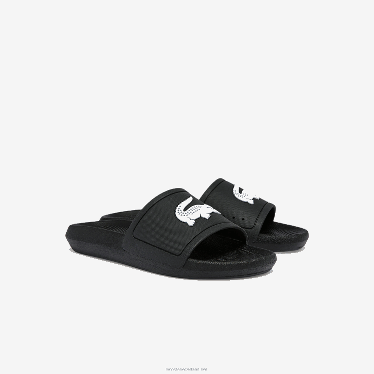 Lacoste croco waterafstotende synthetische glijbanen 0828H2701 zwart-wit 312 vrouwen