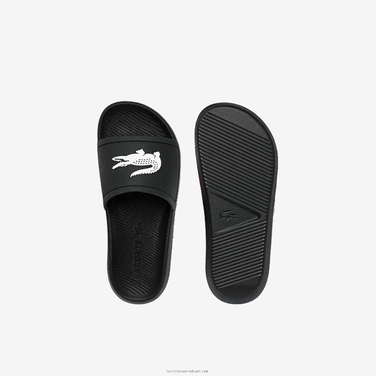 Lacoste croco waterafstotende synthetische glijbanen 0828H2701 zwart-wit 312 vrouwen