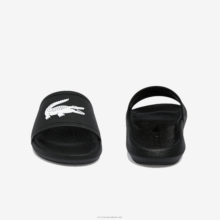 Lacoste croco waterafstotende synthetische glijbanen 0828H2701 zwart-wit 312 vrouwen