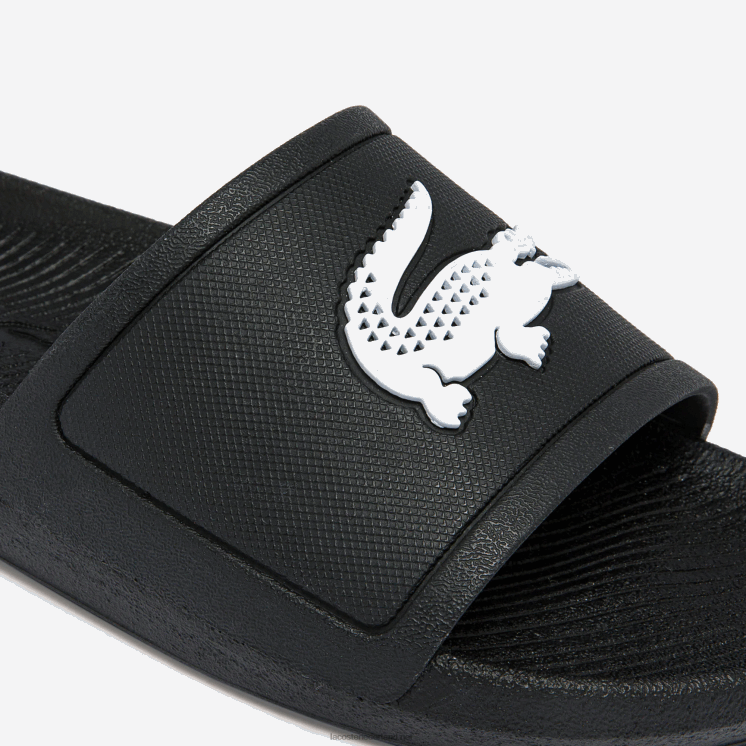 Lacoste croco waterafstotende synthetische glijbanen 0828H2701 zwart-wit 312 vrouwen
