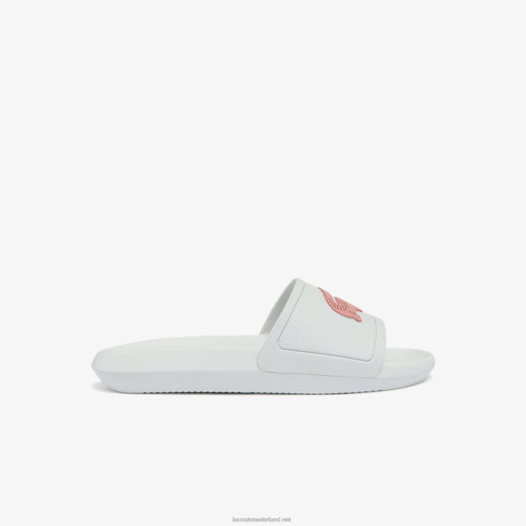 Lacoste croco waterafstotende synthetische glijbanen 0828H2702 wit & lichtroze 1y9 vrouwen