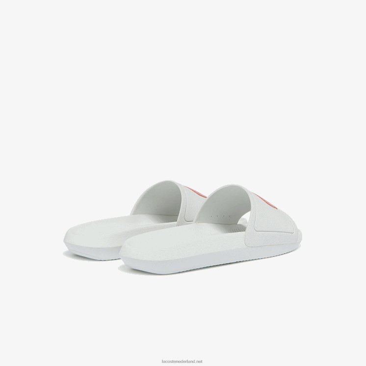 Lacoste croco waterafstotende synthetische glijbanen 0828H2702 wit & lichtroze 1y9 vrouwen