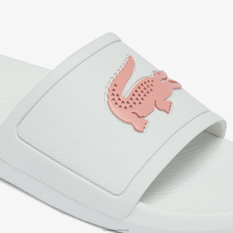Lacoste croco waterafstotende synthetische glijbanen 0828H2702 wit & lichtroze 1y9 vrouwen