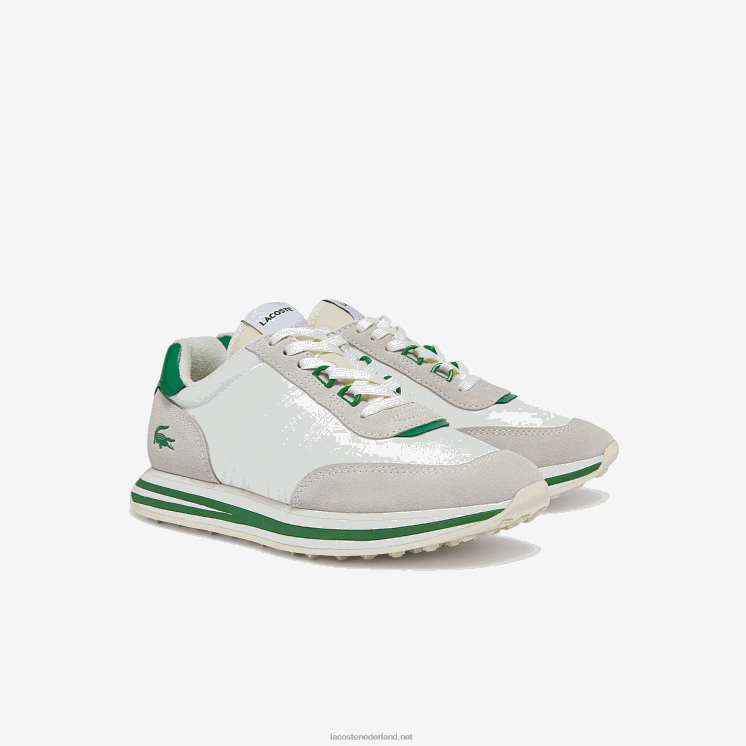 Lacoste L-spin textiel sneakers met gouden accenten 0828H2743 wit/groen 082 vrouwen