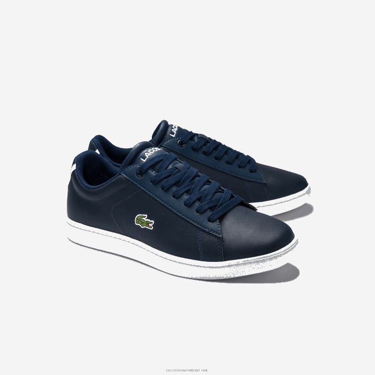 Lacoste carnaby evo mesh gevoerde leren sneakers 0828H2718 marineblauw 003 vrouwen