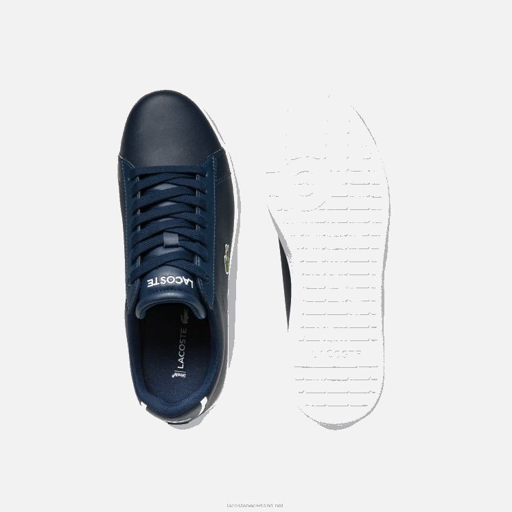 Lacoste carnaby evo mesh gevoerde leren sneakers 0828H2718 marineblauw 003 vrouwen
