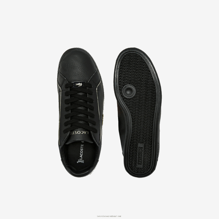 Lacoste gegradueerde leren metallic details sneakers 0828H2757 zwart 02u vrouwen