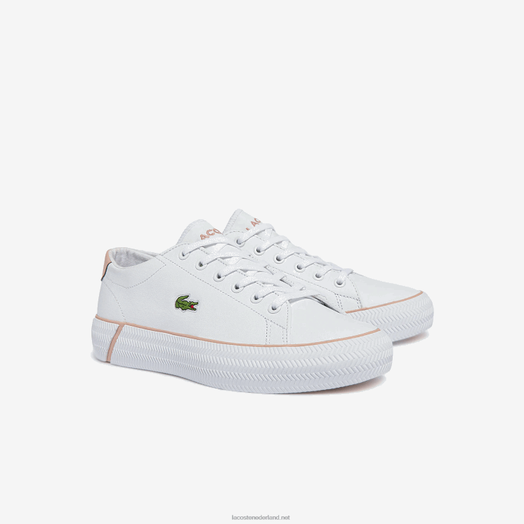 Lacoste gripshot bl leren en synthetische sneakers 0828H2695 wit & lichtroze 1y9 vrouwen