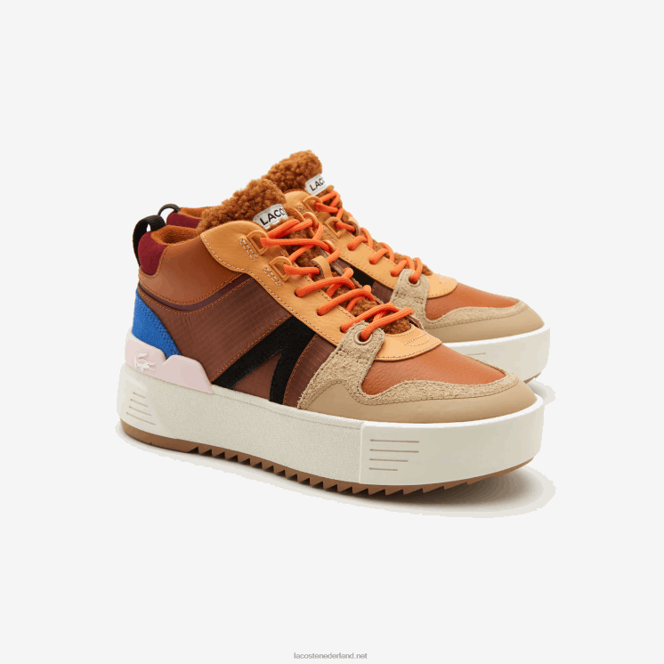 Lacoste l002 halfleren winterschoenen voor buiten 0828H2738 bruin roze 7e1 vrouwen