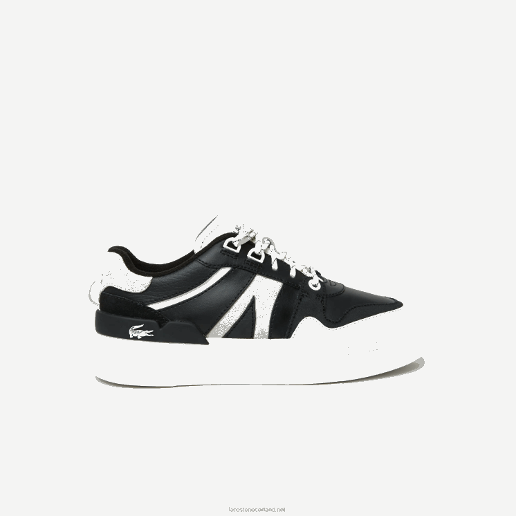 Lacoste l002 leren sneakers met opvallende kleuren 0828H2719 zwart-wit 312 vrouwen