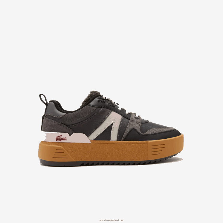 Lacoste l002 leren winterschoenen voor buiten 0828H2728 zwart roze 1j1 vrouwen