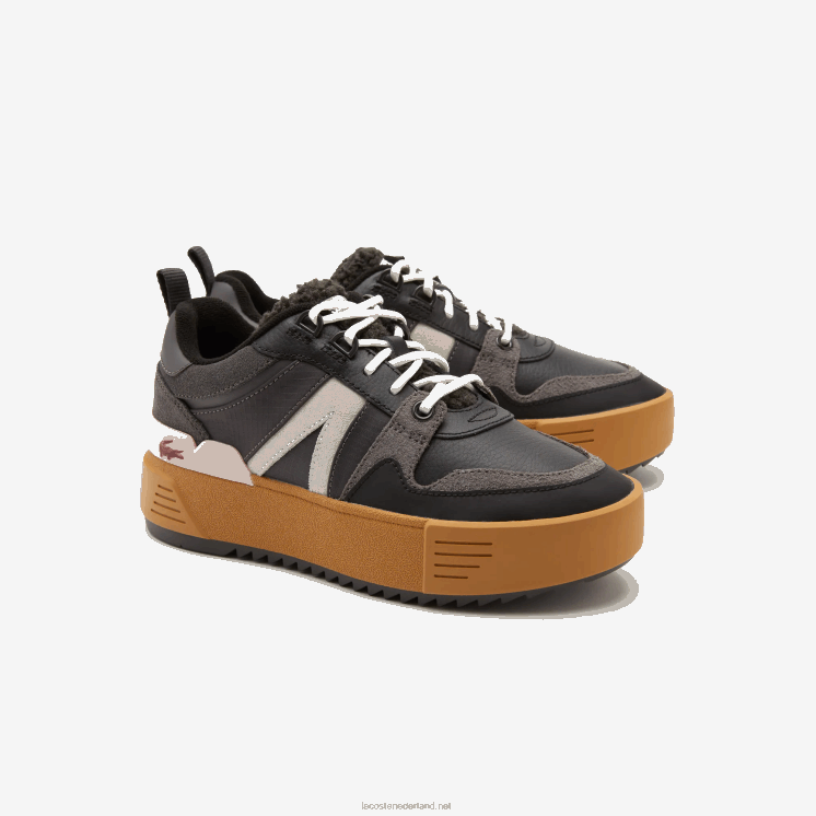 Lacoste l002 leren winterschoenen voor buiten 0828H2728 zwart roze 1j1 vrouwen