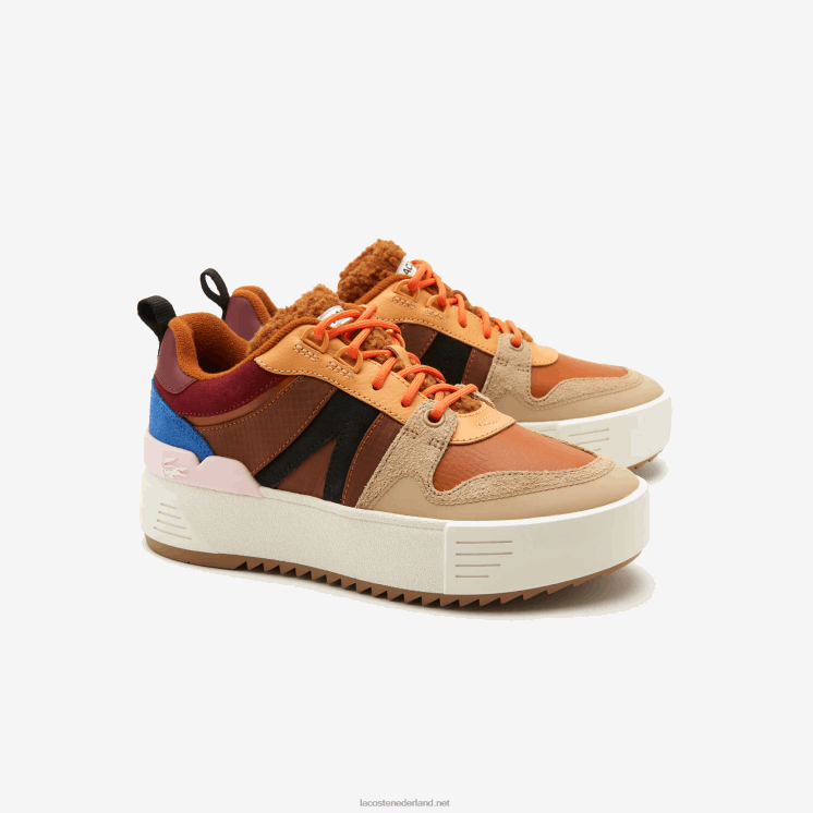 Lacoste l002 leren winterschoenen voor buiten 0828H2729 bruin roze 7e1 vrouwen