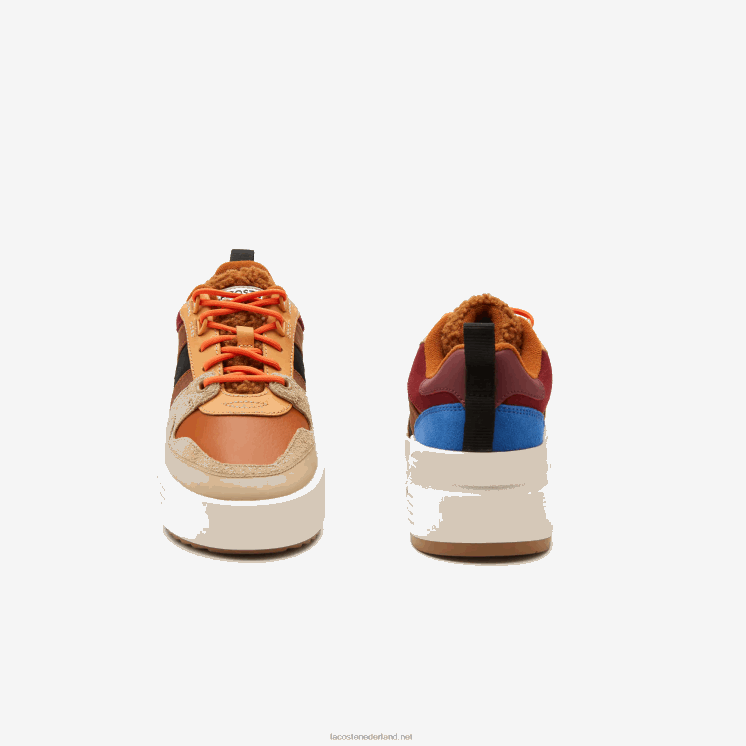 Lacoste l002 leren winterschoenen voor buiten 0828H2729 bruin roze 7e1 vrouwen