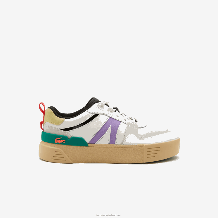 Lacoste l002 sneakers van leer en suède in opvallende kleuren 0828H2741 wit/groen 082 vrouwen