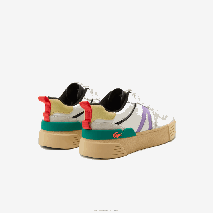 Lacoste l002 sneakers van leer en suède in opvallende kleuren 0828H2741 wit/groen 082 vrouwen