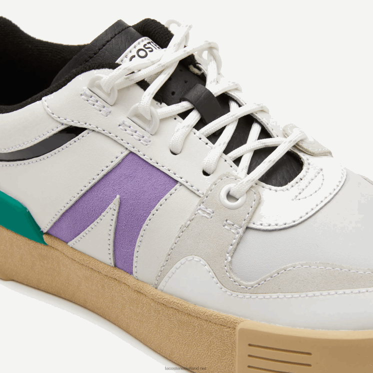 Lacoste l002 sneakers van leer en suède in opvallende kleuren 0828H2741 wit/groen 082 vrouwen