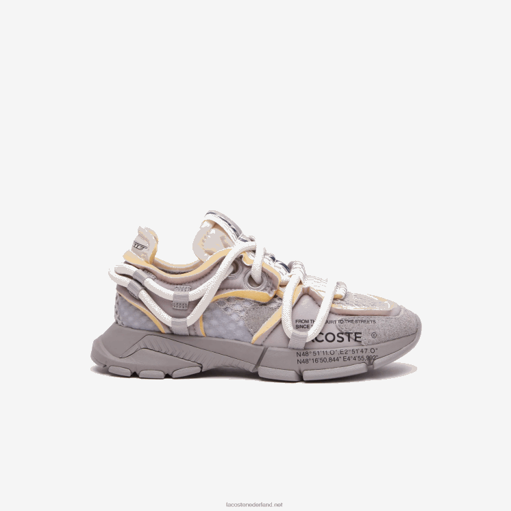 Lacoste l003 active runway textiel sneakers 0828H2692 grijs wit 1e7 vrouwen
