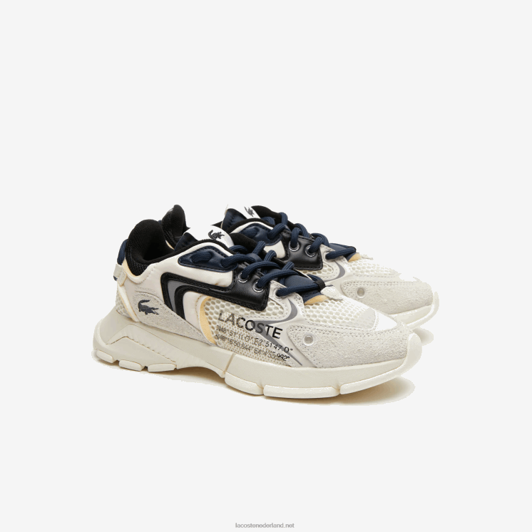 Lacoste l003 neo stoffen sneakers 0828H2678 wit zwart 2g9 vrouwen