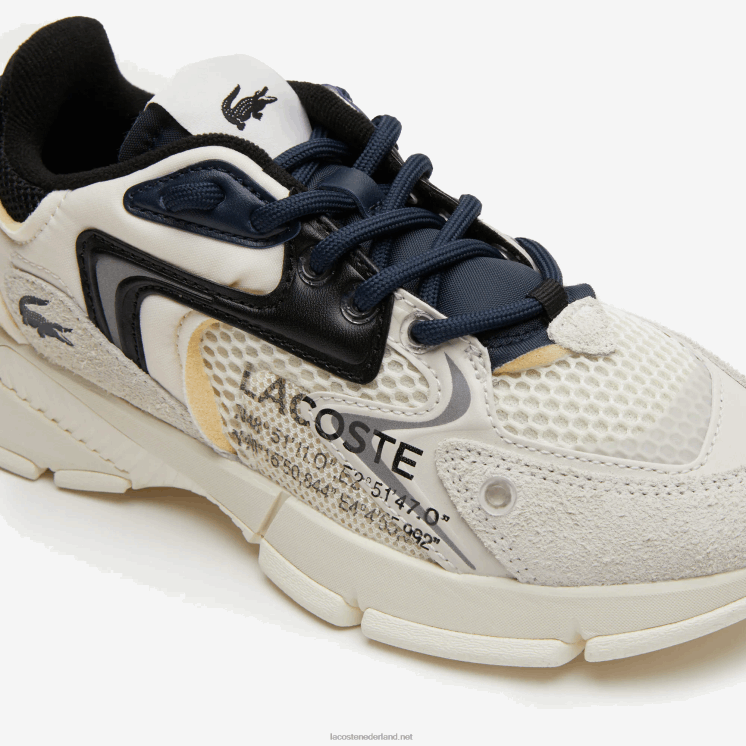 Lacoste l003 neo stoffen sneakers 0828H2678 wit zwart 2g9 vrouwen