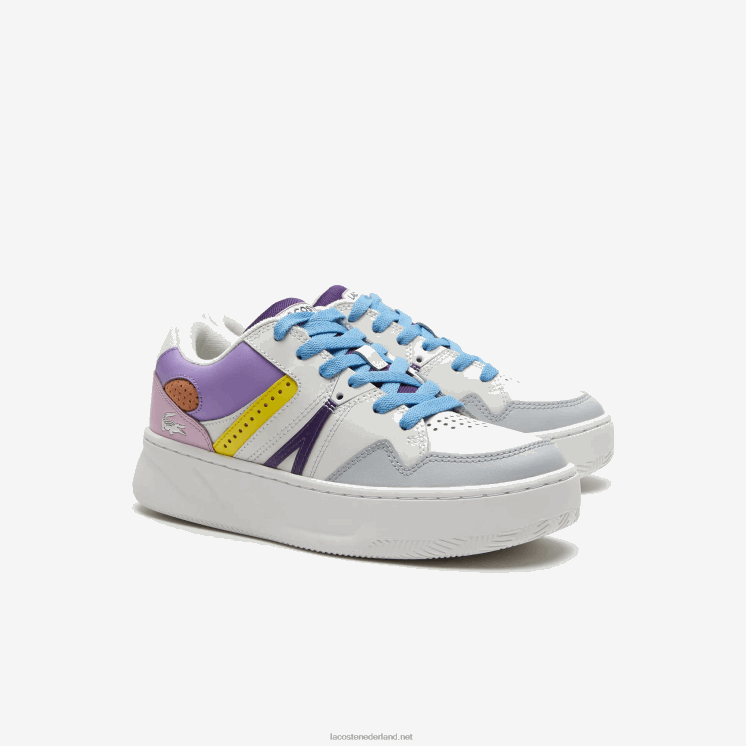 Lacoste l005 leren sneakers 0828H2714 wit lichtpaars 1t6 vrouwen