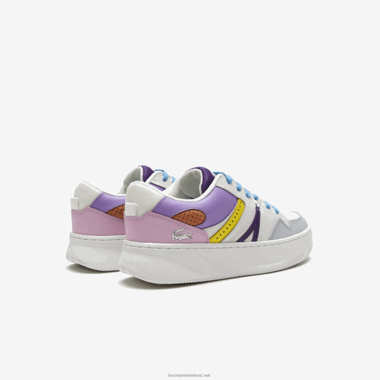 Lacoste l005 leren sneakers 0828H2714 wit lichtpaars 1t6 vrouwen
