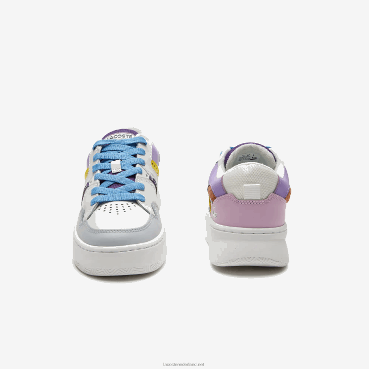 Lacoste l005 leren sneakers 0828H2714 wit lichtpaars 1t6 vrouwen