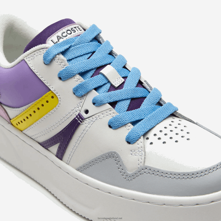 Lacoste l005 leren sneakers 0828H2714 wit lichtpaars 1t6 vrouwen