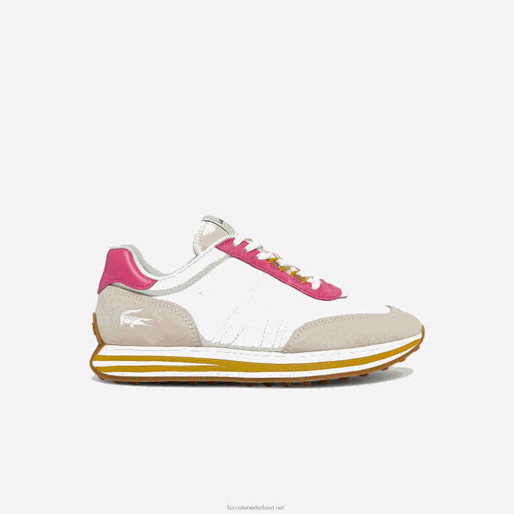 Lacoste l-spin stoffen sneakers 0828H2752 wit & roze b53 vrouwen