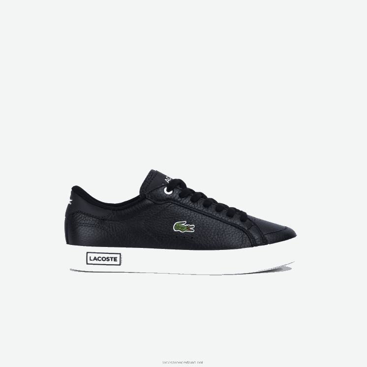 Lacoste powercour leren gedetailleerde sneakers 0828H2682 zwart-wit 312 vrouwen