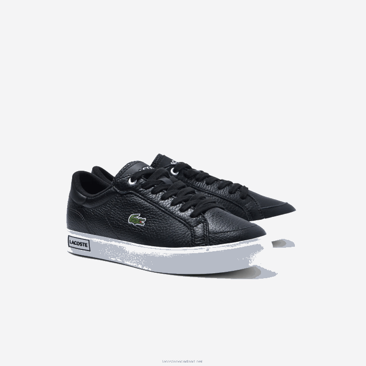 Lacoste powercour leren gedetailleerde sneakers 0828H2682 zwart-wit 312 vrouwen