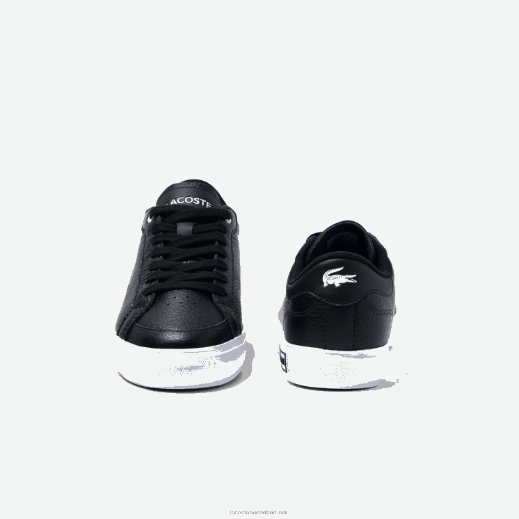 Lacoste powercour leren gedetailleerde sneakers 0828H2682 zwart-wit 312 vrouwen