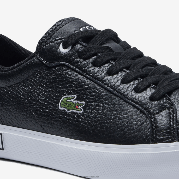 Lacoste powercour leren gedetailleerde sneakers 0828H2682 zwart-wit 312 vrouwen