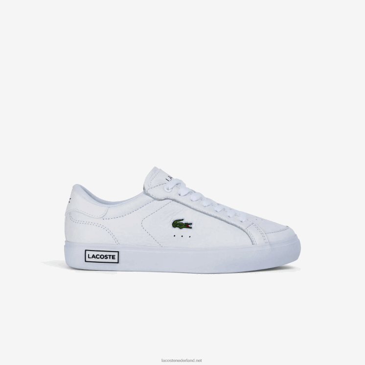 Lacoste powercour leren gedetailleerde sneakers 0828H2683 wit & zwart 147 vrouwen