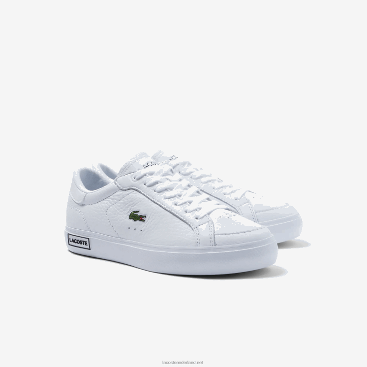 Lacoste powercour leren gedetailleerde sneakers 0828H2683 wit & zwart 147 vrouwen