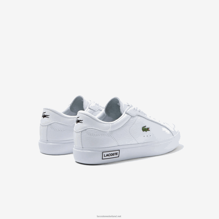 Lacoste powercour leren gedetailleerde sneakers 0828H2683 wit & zwart 147 vrouwen