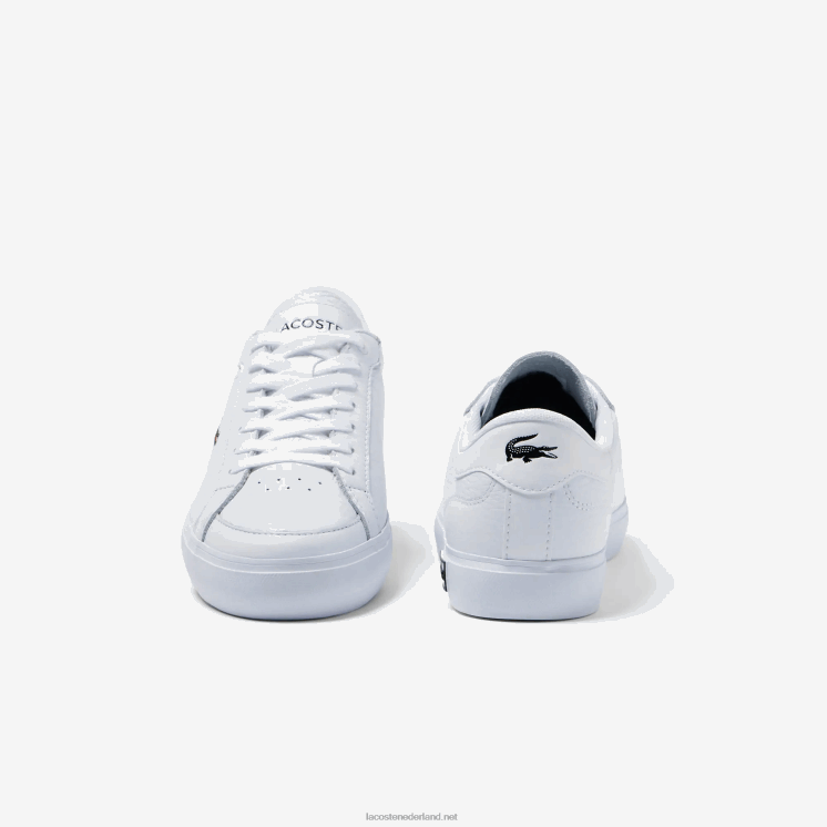 Lacoste powercour leren gedetailleerde sneakers 0828H2683 wit & zwart 147 vrouwen