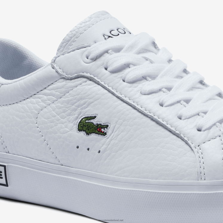 Lacoste powercour leren gedetailleerde sneakers 0828H2683 wit & zwart 147 vrouwen