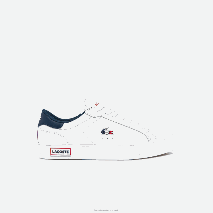 Lacoste powercourt leren driekleurige sneakers 0828H2704 wit/marine & rood 407 vrouwen